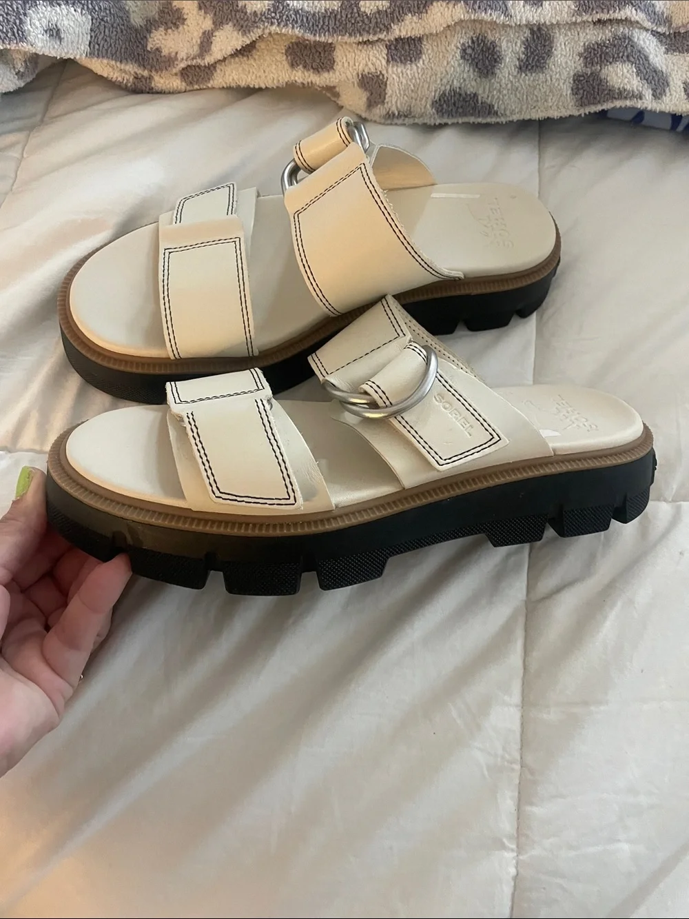 Sorel Cream Double-Strap Buckle leather, chunky Sandals - Picture 13 of 13